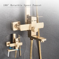 Ensemble de robinet de douche de pluie en acier inoxydable 304 avec tête d'eau chaude froide en laiton robinet mitigeur de baignoire Surface brossée pour hôtels