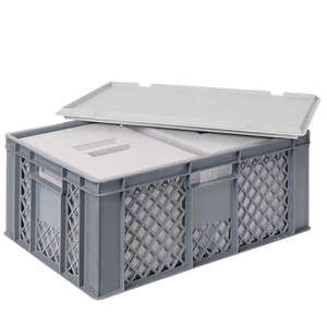 Lxwxh ตะกร้าเทอร์โม2 EPS สีเทาขนาด600x400x240มม. ตะกร้าวางซ้อนพร้อมฝา - Product Image 1