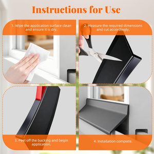 Protection contre les gouttes d'eau pour le <span class=keywords><strong>rebord</strong></span> de <span class=keywords><strong>fenêtre</strong></span> autocollante imperméable, barrière de pluie en caoutchouc flexible pour les portes, les fenêtres, bande d'étanchéité - Product Image 6