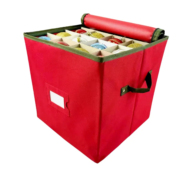 Feiertags-Schmuck Weihnachtsball-Organisator Aufbewahrungsbox mit Griffen Stoff faltbar quadratisch modern