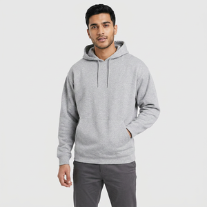 Wholesale Customizable Heavyweight Breathable Fleece Pullover <b>Hoodie</b> Polyester/Cotton Fabric Quick Dry Solid Pattern for Men - Product Image 1