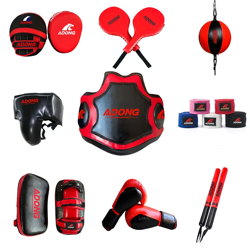 Um conjunto de logotipo personalizado boxing mma muay thai taekassistdo equipamentos de treinamento