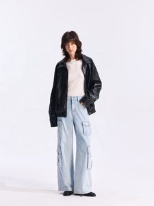 YUANBOFEI <span class=keywords><strong>Jeans</strong></span> Casuales de Mezclilla para Mujer, Estilo Y2K, Cintura Alta, 9 Bolsillos, Pierna Recta y Ancha, Tipo Cargo - Product Image 5