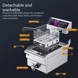 60-200 ℃   <span class=keywords><strong>Friteuse</strong></span> profonde réglable, amovible et <span class=keywords><strong>lavable</strong></span> FC-101V pour les petites entreprises, les plats à emporter et les stands de nourriture de rue - Product Image 5
