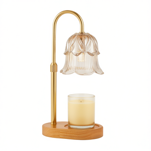 Homespice Electric Candle Warmer Gold Glass Shade Adjustable Timer Dimmable Tabletop Aroma Burner <b>Scented</b> <b>Wax</b> <b>Melts</b> - Product Image 1