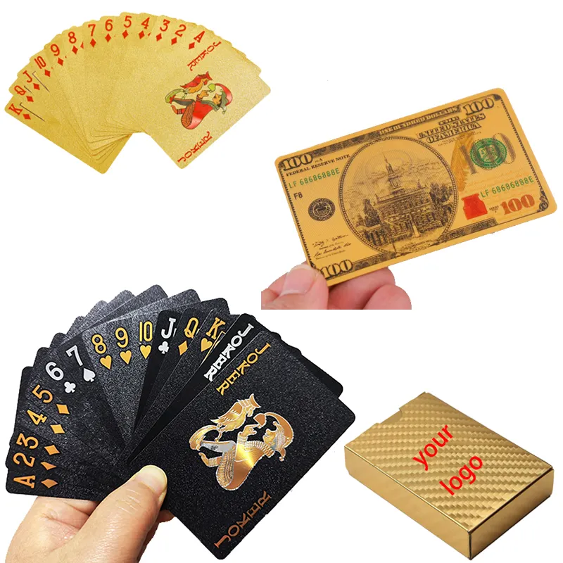 بطاقات للعب الإبداعية سماكة عالية الجودة الذهب دائم Pvc للماء حزب بطاقة الألعاب العادية بطاقات للعب المحلية متجر الذهب 54