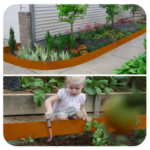 Bordure de jardin en acier Corten de 10 pouces, style Art déco, haute barrière, en métal recyclé, taille personnalisable pour parterres de fleurs extérieurs - Product Image 2