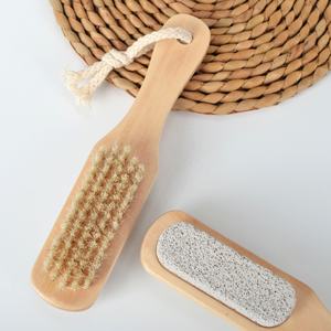 Pédicure 2 en 1 gommage Double face des pieds avec manche en bois <span class=keywords><strong>lime</strong></span> à pieds et <span class=keywords><strong>pierre</strong></span> ponce brosse de nettoyage brosse à épousseter les ongles - Product Image 4