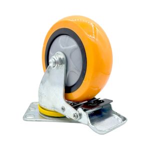 Hochwertige 3/4/5 Zoll Edelstahl-Vollräder Handwagenrollen Mittelgroße <span class=keywords><strong>PU</strong></span>-Kunststoffrollen - Product Image 5