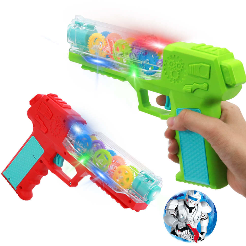 Qilong Новая электрическая прозрачная Шестерня проекционный пистолет игрушки Дети свет с музыкальным проекционным механизмом вращающийся пистолет игрушка для детей