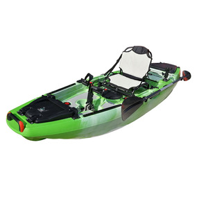 Kayak à pédales de 10 pieds avec aileron, coque en LLDPE, matériau plastique, avec gouvernail, kayak de pêche sit-on-top - Product Image 1
