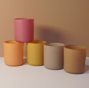 8oz 12oz 16oz Flamingo đào vàng kaki màu xám tròn dưới lọ thủy tinh với nắp được chọn - Product Image 1