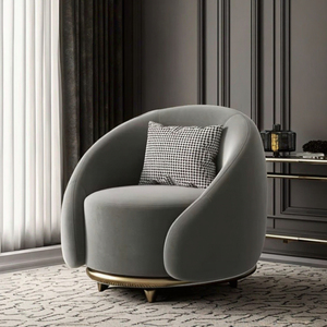 Fauteuil pivotant <span class=keywords><strong>scandinave</strong></span> personnalisable, fauteuil <span class=keywords><strong>de</strong></span> salon moderne et décontracté <span class=keywords><strong>de</strong></span> luxe, en velours/laine d'agneau - Product Image 6