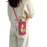 Sac de téléphone à bandoulière en crochet DIY, style décontracté et tendance pour les vacances, en coton ajouré, inspiré de la mode Instagram