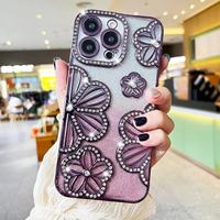 Mode Diamant Téléphone étui pour iphone14promax Femmes Designer De Luxe pour iPhone Cas 13 14 15 16 galvanoplastie fleurs