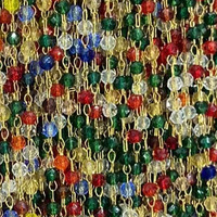 E545 gelang rantai manik-manik berwarna kristal, berlapis emas 18K baja tahan karat baru, gelang kalung rantai kacamata