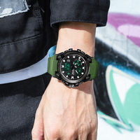 Montre sport LED à quartz pour homme, étanche, avec fonction lumineuse, bracelet en caoutchouc, montre sport antichoc pour homme