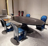 Table à thé ovale de luxe IDAO, design italien inspiré de Bugatti, style charpentier nostalgique, pour salon de villa