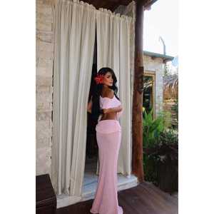 Conjunto de 2 Piezas de Shorts Rosados por Encima de la Rodilla, Atuendos de Verano con Tops Cortos para Ocasiones Casuales - Product Image 2