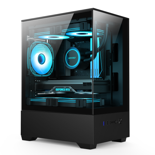 Mini Tower Panoramic Views 2 Sides Glass Gaming Case Support 240 Liquid Cooler