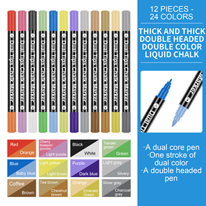 Nuovo arrivo personalizzato 36 colori cancellabile doppia punta liquido gesso <span class=keywords><strong>Marker</strong></span> a doppia punta per finestra - Product Image 6