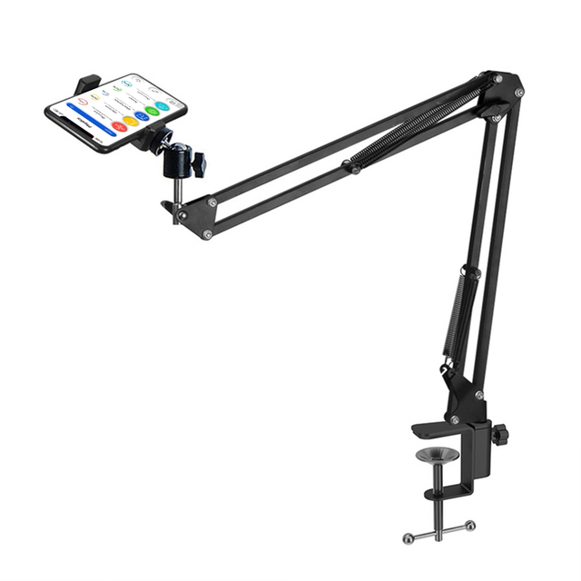 Professional Adjustable Flexible Metal Phone Selfie Arm Stand on Table Live Streaming Stand for Mobile Phone