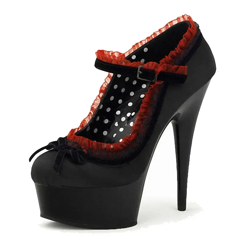 New lace elegant 15 cm thin heel platform high heels spring and autumn round head pole dance fashion women's high heels