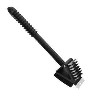 Brosse de nettoyage de barbecue d'extérieur moderne trois-en-un à long manche en acier inoxydable écologique pour pique-niques – Vente en gros - Product Image 3