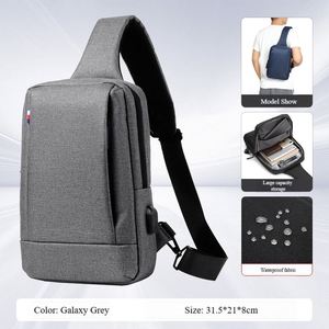 Wholesale <b>Waterproof</b> Men's Chest <b>Bag</b> Outdoor Unisex Casual Sling Messenger <b>Bag</b> Sports Travel <b>Crossbody</b> <b>Bag</b> With USB - Product Image 5