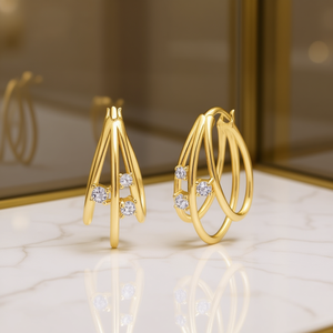 Orecchini Diamantati in Oro 18K Massiccio, Taglio Brillante Rotondo, Minimalisti, da Donna per Uso Quotidiano - Product Image 2