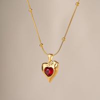 Nouveau collier pendentif cœur épais en acier inoxydable plaqué or avec perles fines pour femme, bijoux en zircon