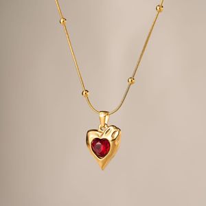 Nuevo Collar con Colgante de Corazón Grueso con Cuentas Finas, Chapado en Oro y Acero Inoxidable, para Mujer, Joyería con Circonita - Product Image 4