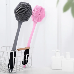 Silicone Bath Scrubber Dual-Sided Massage & Cleaning Shower Brush Ergonomic Long Handle Grip Bathroom Back Scrubber - Product Image 4