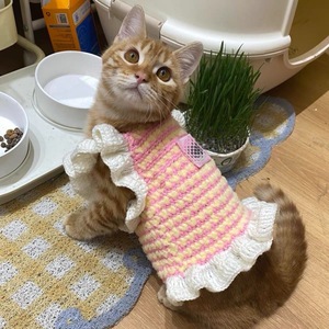 Pet Knitted Vest <b>Pink</b> Striped Cotton Cute Design For Small Dogs Cats Yorkshire Terrier Bichon Frise Teddy <b>Bear</b> - Product Image 2