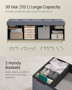 Modern Custom Velvet Folding <strong>Storage</strong> <strong>Bench</strong> <strong>with</strong> Handy <strong>Basket</strong> Footstool Living Room Furniture Ottoman Direct Factory Supply - Product Image 4