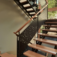 Escalier de villa flottante moderne en acier inoxydable 304 et verre trempé, escalier intérieur préfabriqué durable