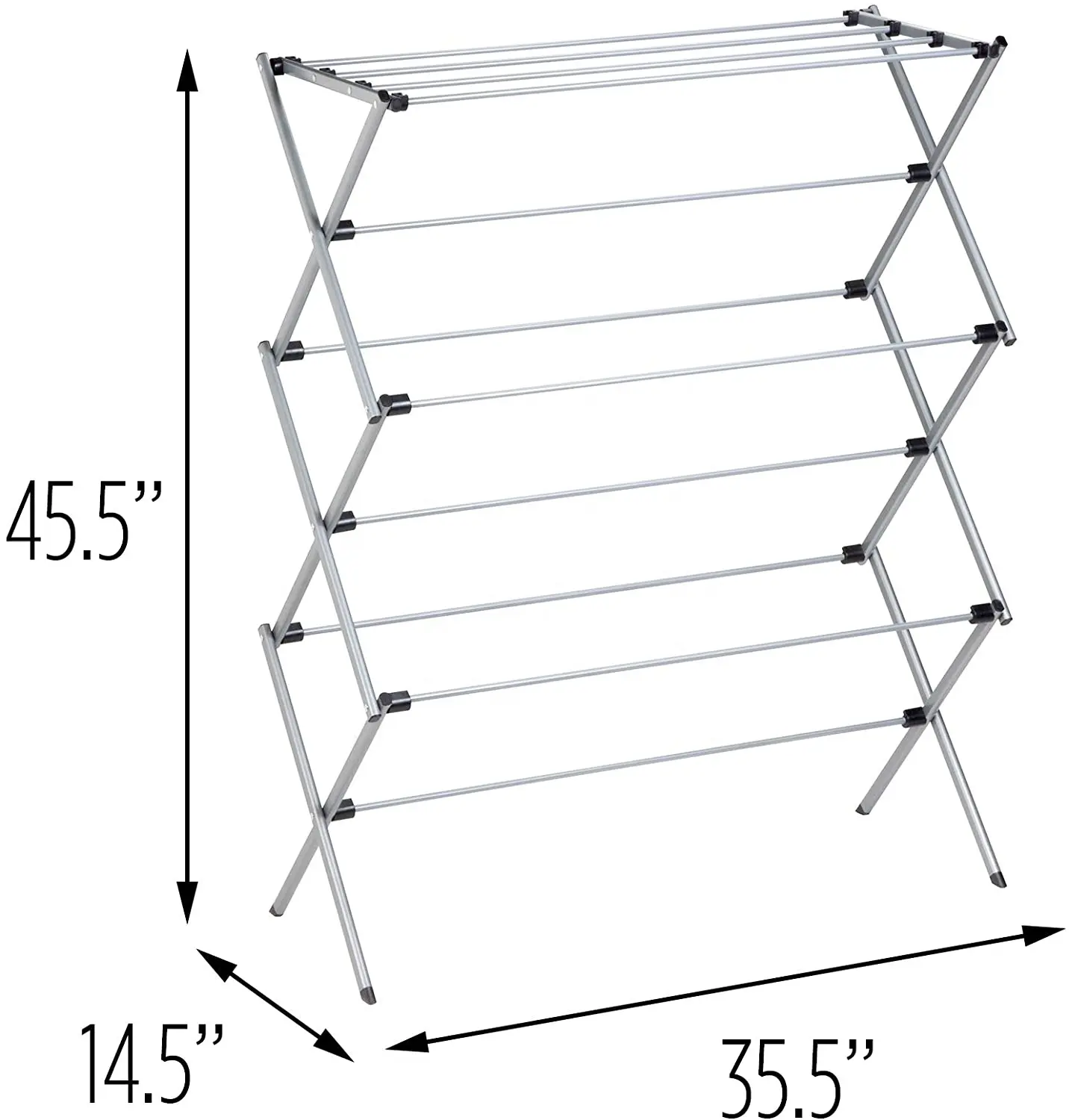 Folding Clothes Drying Laundry Rack Outdoor, Light Weight Metal Cloth Hanger / 3 Tiers Clothes Airer Indoor