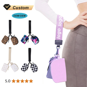 Portefeuille double de luxe pour femme avec fermeture éclair, logo personnalisé, double poche, porte-clés, bracelet, porte-cartes en nylon - Product Image 1