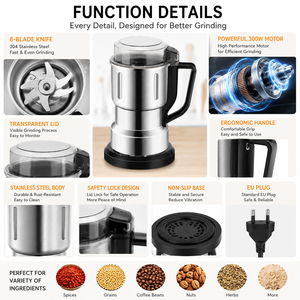 Molinillo Eléctrico Automático Portátil <span class=keywords><strong>de</strong></span> 8 Cuchillas, Multifuncional, <span class=keywords><strong>de</strong></span> Acero Inoxidable, para Moler Nueces, Especias, Hierbas, Granos <span class=keywords><strong>de</strong></span> Café, para Hotel - Product Image 3