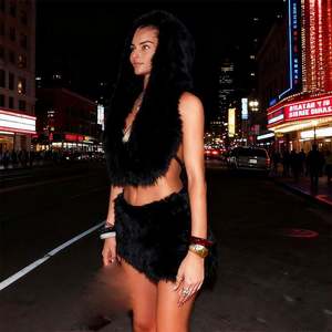 Roze cocktailjurken kralen veren hals korte galajurk homecoming jurk - Product Image 3