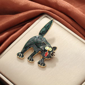 Black <b>Cat</b> Fashion Brooch Zinc Alloy Animal Shape Unisex Jewelry <b>Gift</b> Accessory - Product Image 1