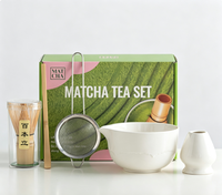 Bol à Matcha en Céramique Rose Prix de Gros Usine, Fouet à Matcha en Bambou Personnalisé et Cuillère, Accessoires 5/8 pièces