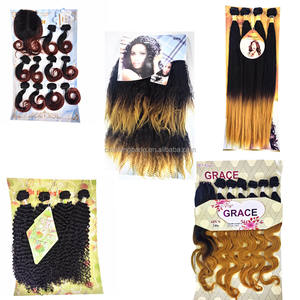 混合包头发，带闭合杰瑞卷曲性感24英寸200克人发和合成混合头发 - Product Image 6