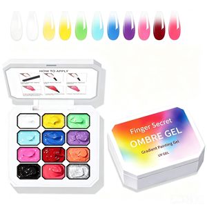 เจลทำเล็บแบบไล่สี 12 ช่องสี โอเบร เจลยูวีสำหรับทาเล็บ เจลไล่เฉดสีแบบด้าน ความอิ่มตัวสูง สำหรับร้านทำเล็บและใช้เองที่บ้าน - Product Image 1