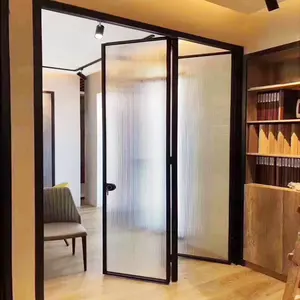 Non-transparent Patterned Or Frosted Steel Glass Window Folding Door Living Room And Bedroom Privacy Partition Door