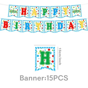 Articles de fête d'anniversaire sur <span class=keywords><strong>le</strong></span> thème de <span class=keywords><strong>la</strong></span> série télévisée Big Bird, comprenant des assiettes en papier, des gobelets, une nappe et une bannière pour les événements de célébration des enfants - Product Image 3