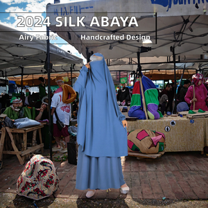 Nouvelle sortie 2024 Abaya islamique musulmane pour femmes Hijab pour Jilbab Tissu en crêpe de soie glacée respirant Modèle deux pièces Fabriqué - Product Image 2