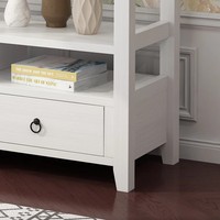Meuble de couloir en bois blanc antique, long, pour entrée, véranda, accent, entrée, meuble mural, console avec étagère