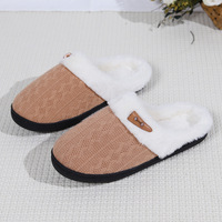 Chaussons d'intérieur et d'extérieur en fourrure douce et chaude pour femmes, antidérapants, confortables, tricotés, à enfiler