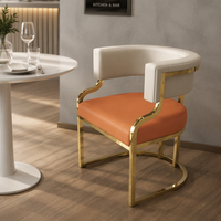 Fauteuil d'appoint de luxe léger en cuir avec structure métallique pour salle à manger, salon de beauté, hôtel et usage de loisirs